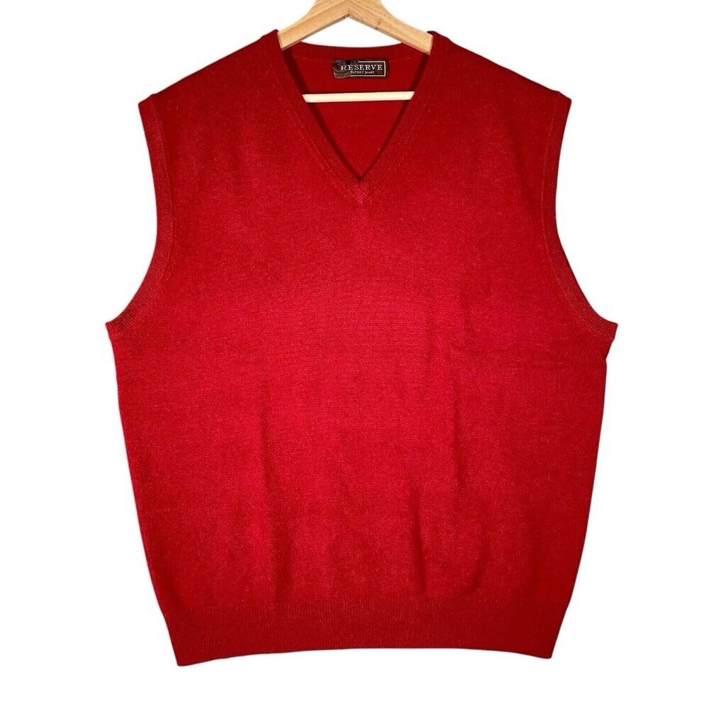 Patrick James Reserve 100% Cashmere Sweater Vest Men's XL Holiday Christmas Red